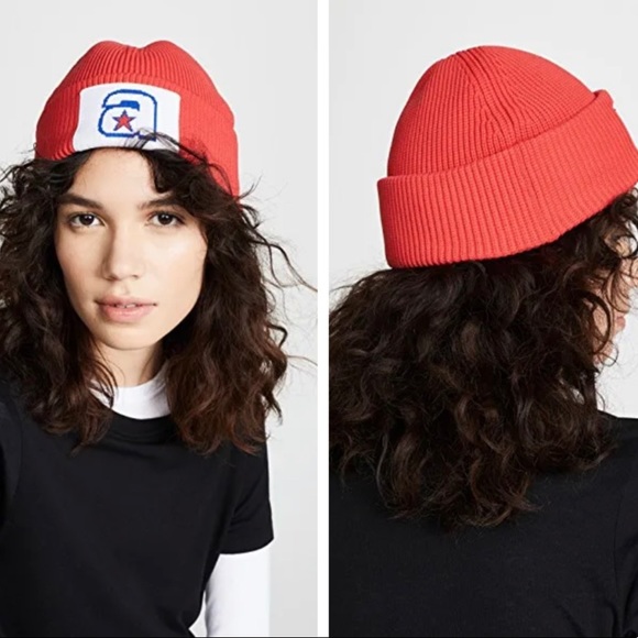 ALEXANDER WANG Star A Ribbed Knit Beanie Hat - Women’s One Size - NEW main image 5